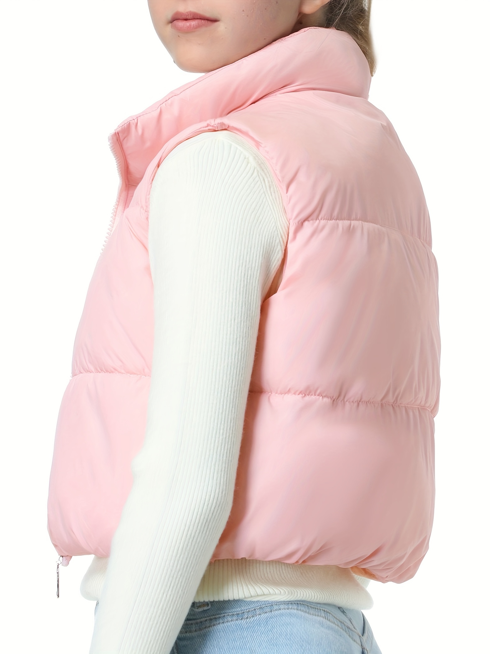 exarus girls vest cropped puffy with pockets lightweight outerwear vests warm sleeveless 6 14y