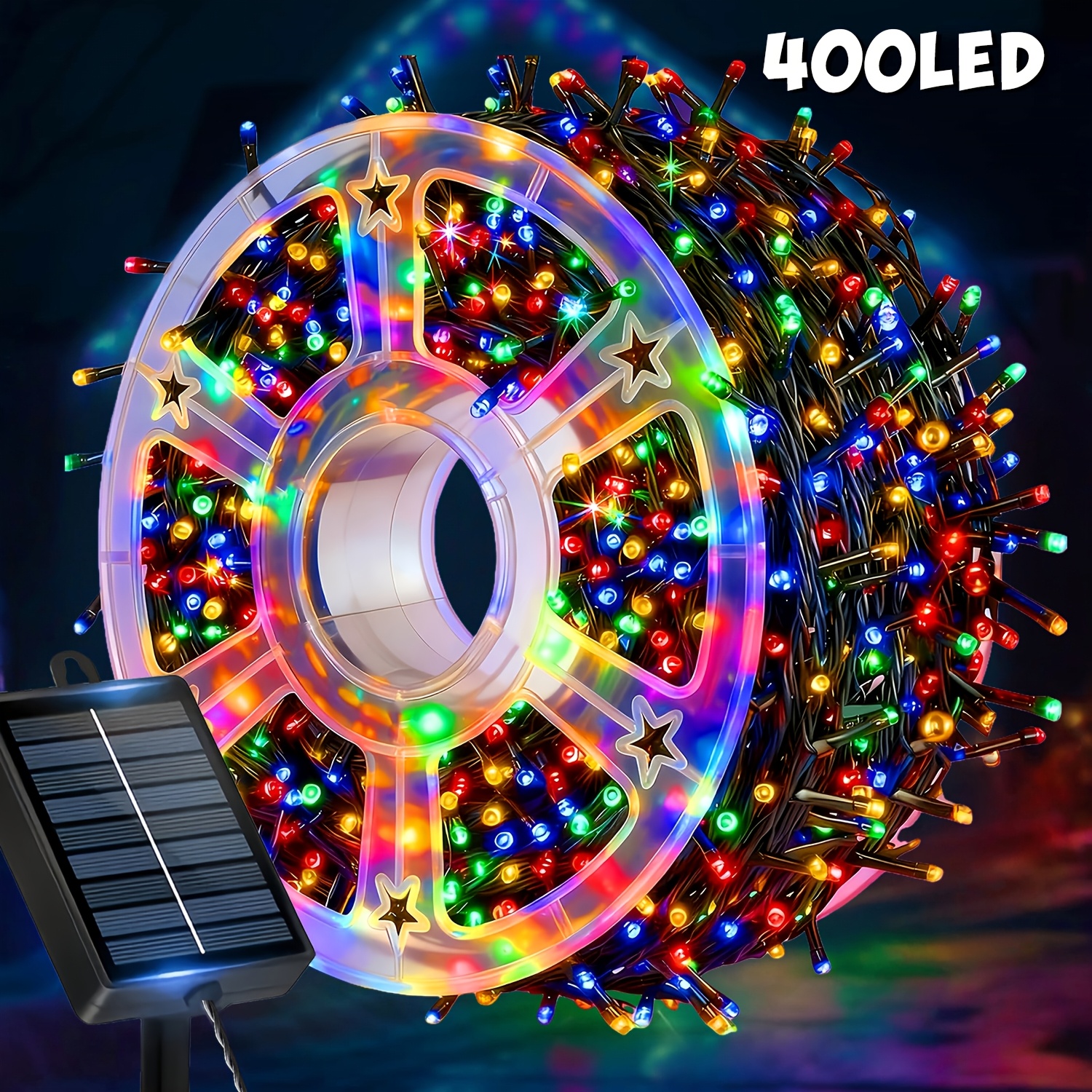 TEMU Solar Outdoor Led Strip Lights, 400/240/120 Led Garden Fairy Lights With Reel For , 12 Lighting Modes, Gardens, , Parties, Christmas Trees, And
