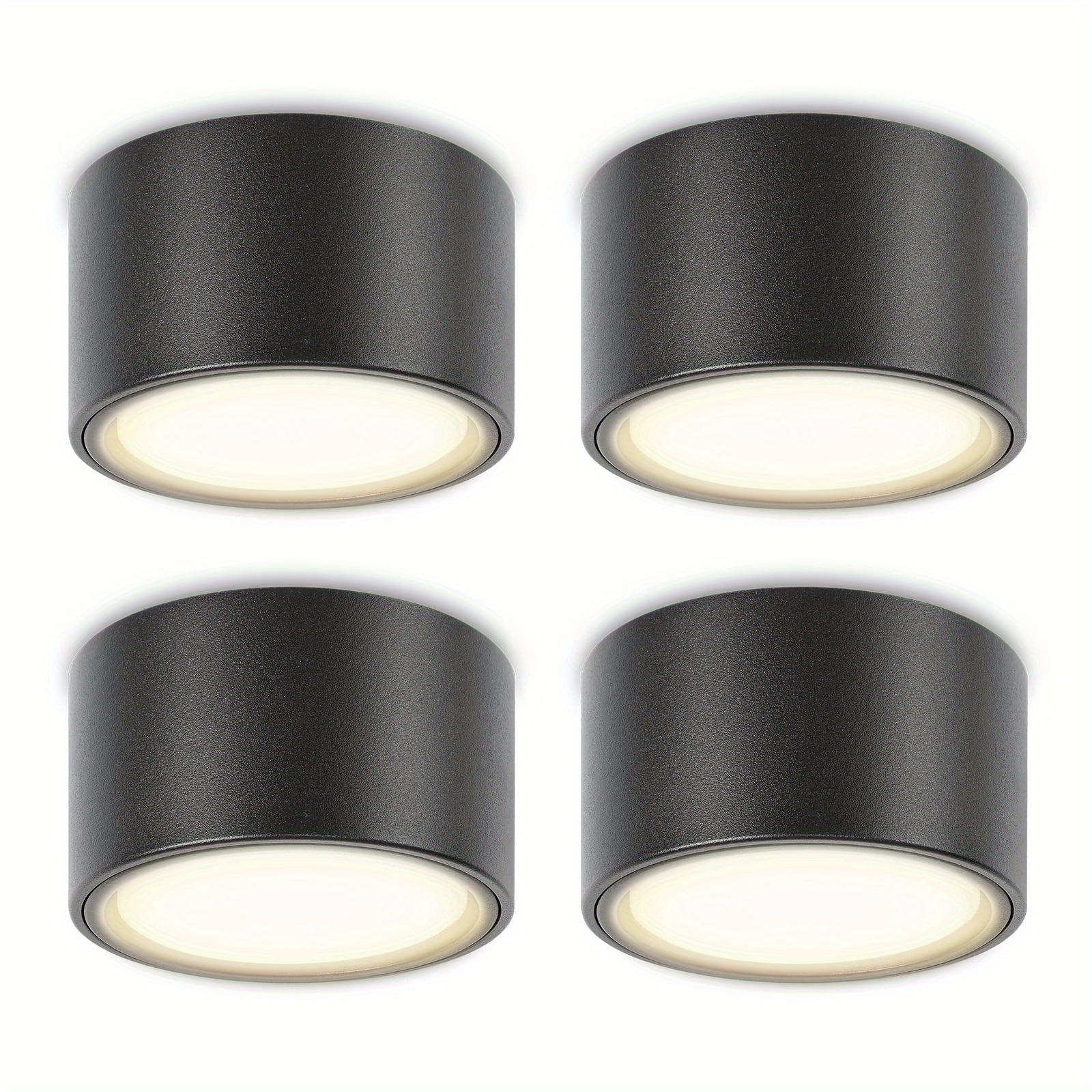 

4pcs Yindalux Sleek Black Led Ceiling Spotlights, 6w Gx53 Bulbs, Neutral White 4000k, 660lm, Extra Flat Surface Mount, 120° Angle, Modern Matte , 230v - Includes Installation Hardware