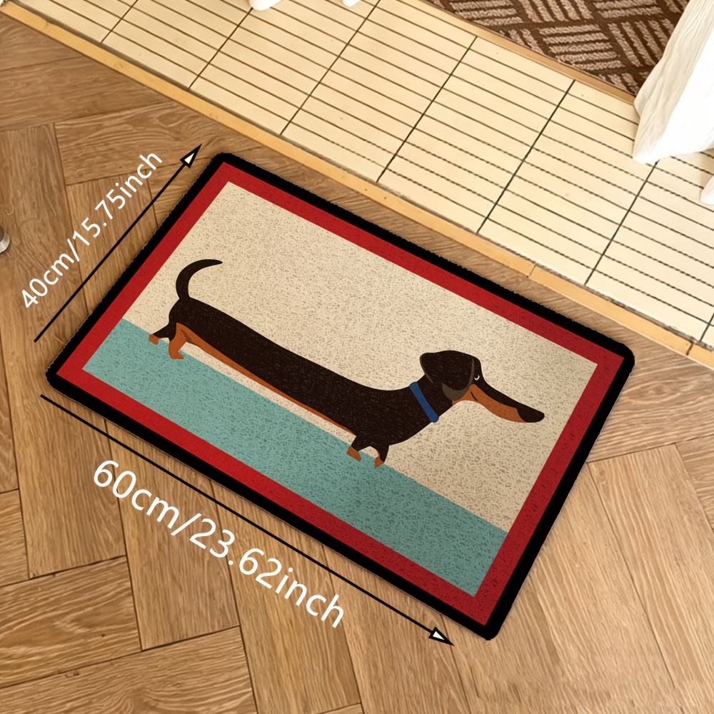 TEMU 1 tapis de porte motif chien saucisson amusant et facile à installer, tapis d'entrée antidérapant, lavable en machine, convient pour , à manger,
