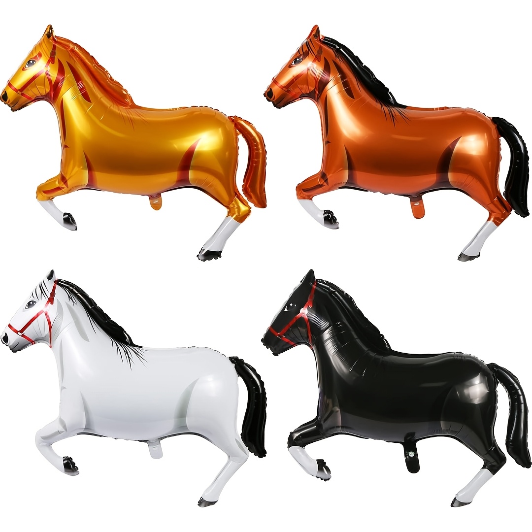 Image of 4pcs 41 Inch Large Horse Balloons | Foil Themed Party Decorations For Birthday, Shower, Cowboy Supplies, Mixed Colors, For Halloween, Christmas