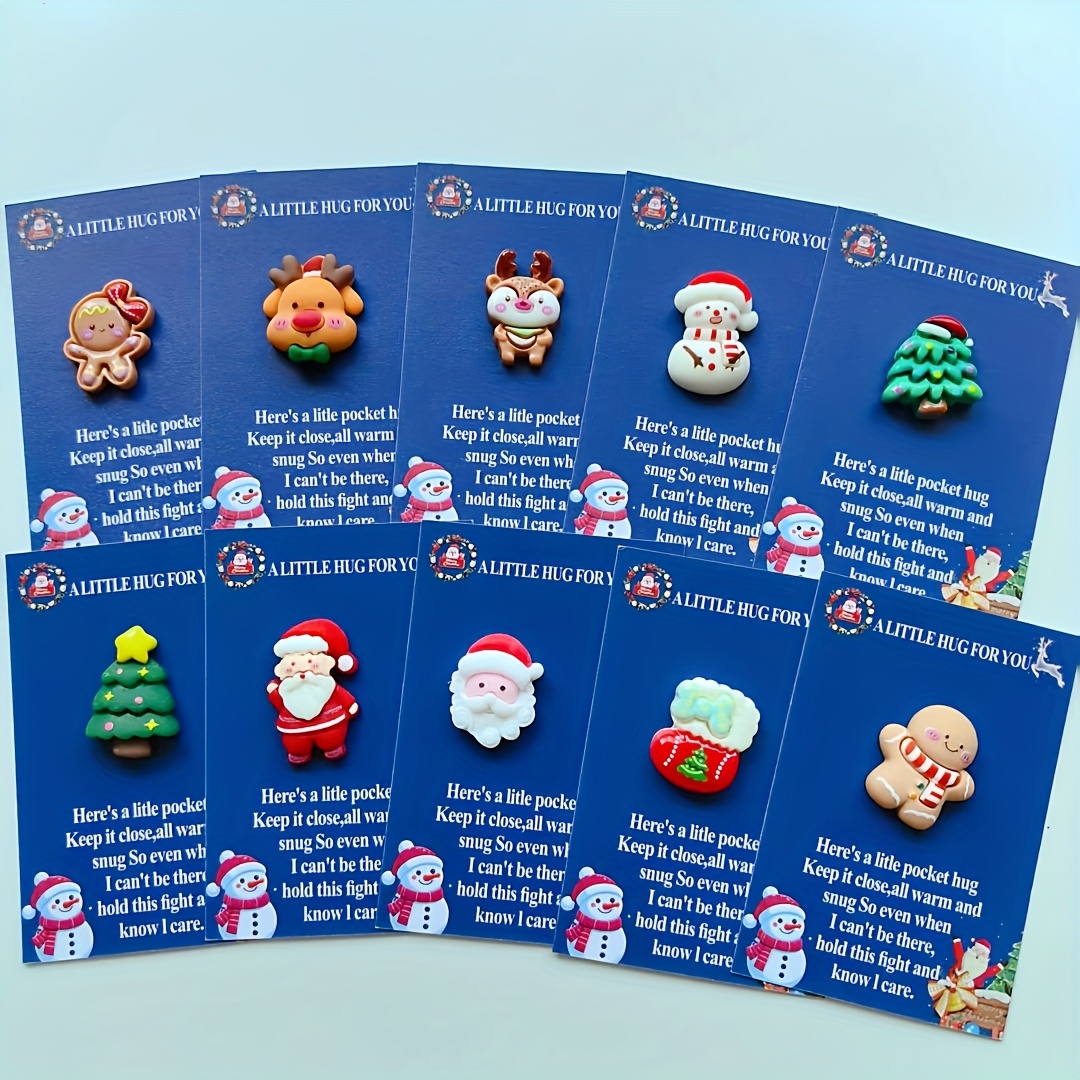 TEMU 10pcs Christmas "give You A Little Pocket Hug" Greeting Card Resin Santa Claus Gingerbread Man Christmas Tree Ornament Gift Card Perfect Gift