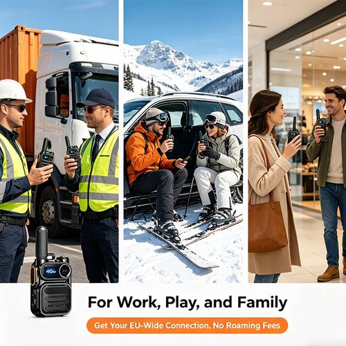 2 pack of european coverage fast walkie talkies with 2 extra batteries for double life and long lasting use intercom for 5000km long distance calls flashlight pre sim card when
