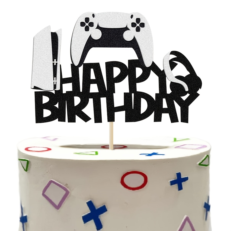 Image of 1pc Video Game Happy Birthday Cake Toppers Decoration For Video Game Themed Birthday Party,halloween, Christmas