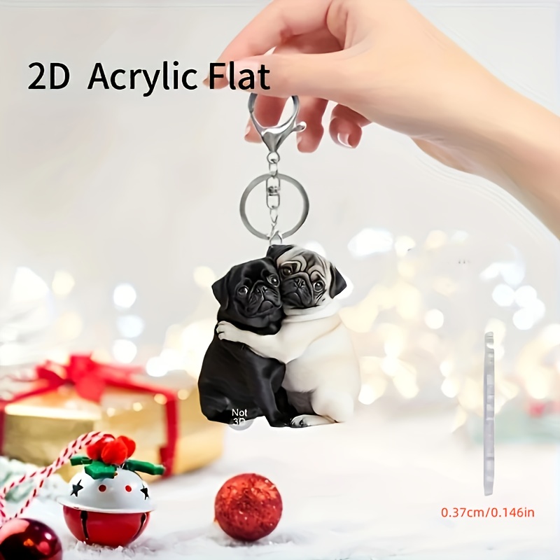 PLITI - Llavero De Pug Para Amantes De Los Perros, Regalo Para Dueños De Pug, Regalo Para Mamás, Regalo De Pug Loco, Regalo Para Señora, Paz Y Amor, Regalo De Pug, Peace