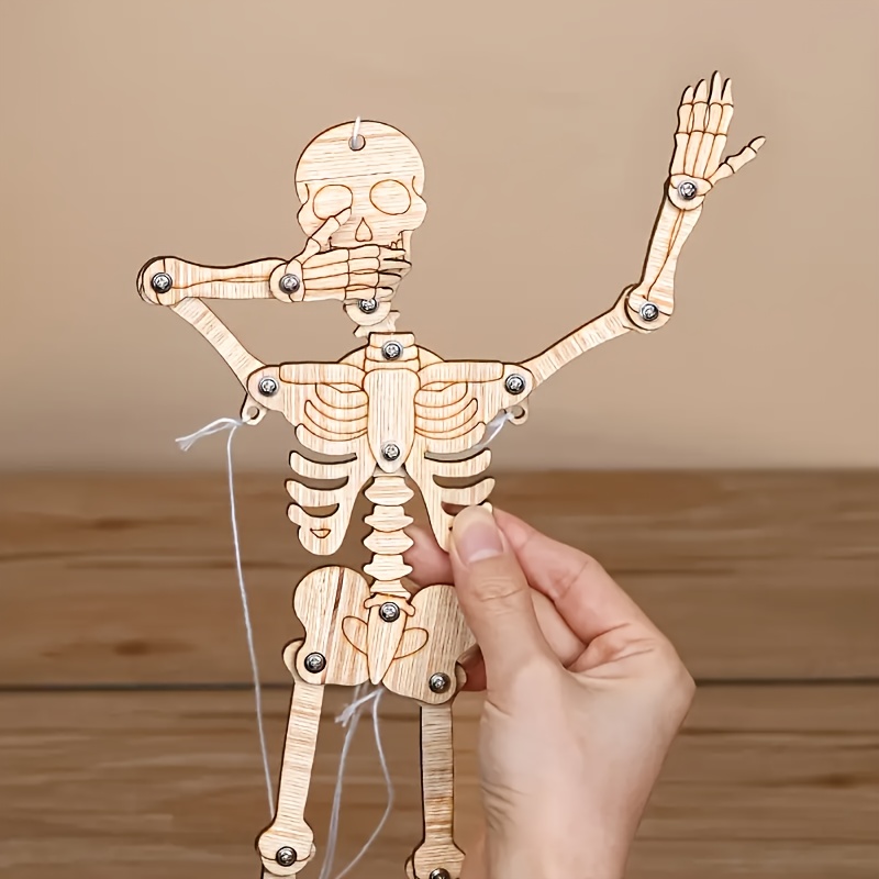 1pc Moving Poseable Skeleton Model - Posable Joints, Wood For, For Hand-eye Coordination Training, For Halloween Decor, For Props, Diy Display, Moving Skeleton Figure