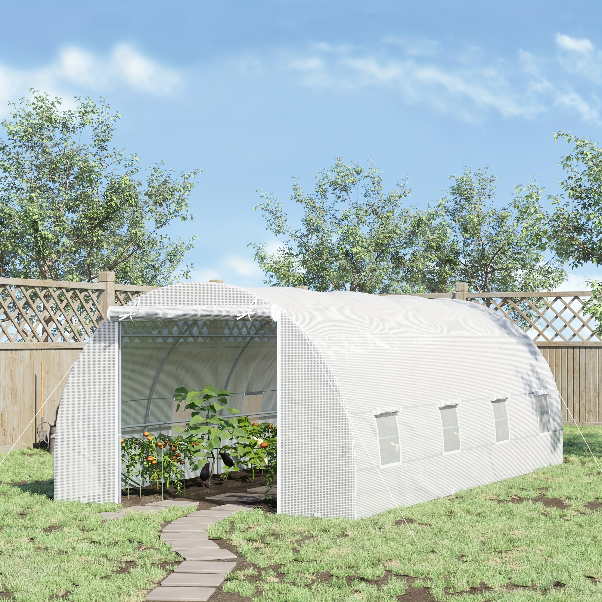 

Outsunny 20' X 10' X 7' Walk-in Tunnel Greenhouse With Zippered Door & 8 Mesh Windows, Large Garden Kit, Galvanized