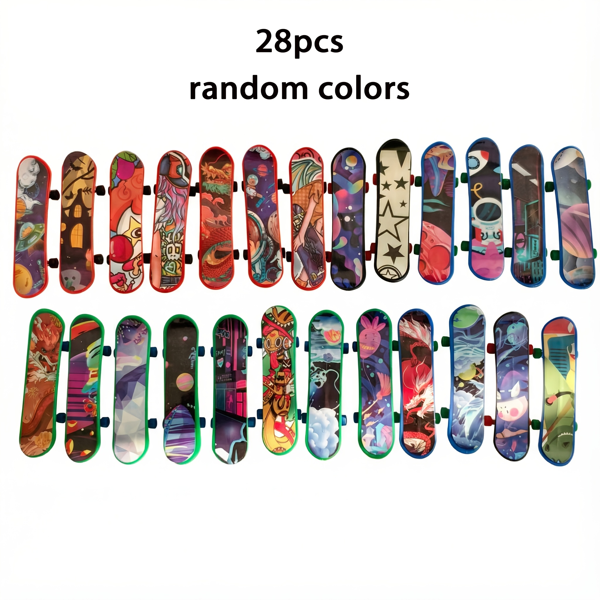 Image of 28pcs Mini Finger Skateboards - Fun Desktop Relaxation Toys, Finger Exercises, Suitable For Party Gifts, Pinata Fillers, Classroom Prizes, Birthday Gifts, Multiple Colors. Random Color
