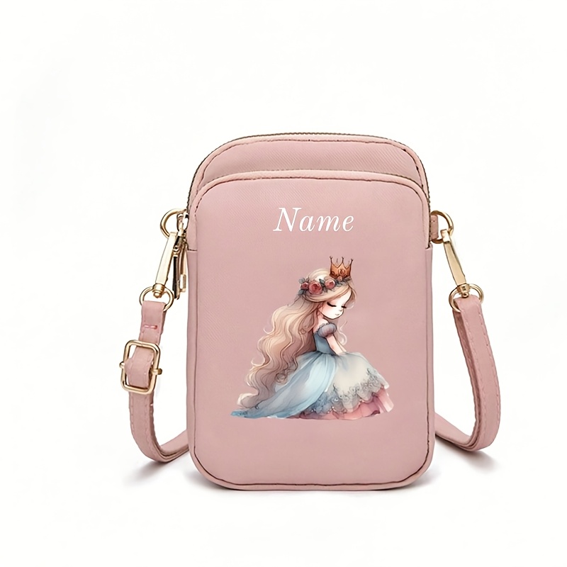 TEMU 1 Customizable Name Cartoon Ballet Princess Print Crossbody Bag, Multi-functional Crossbody Bag/mini Casual Crossbody Phone Bag/sports
