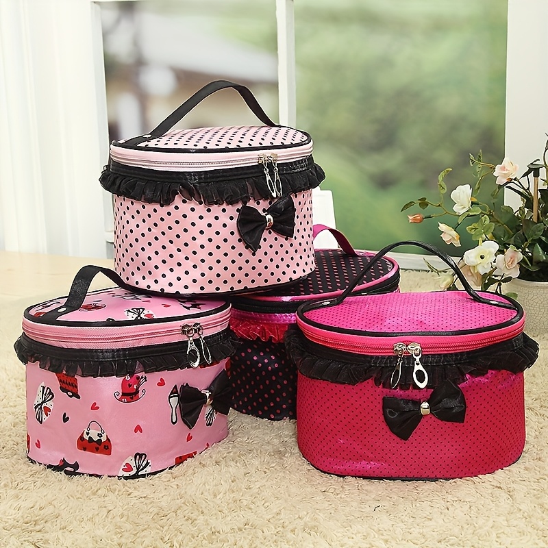 

Chic Polka Dot Makeup Bag With Zipper - Spacious & Waterproof, Travel & Organizing Cosmetics, Ideal Gift For Women