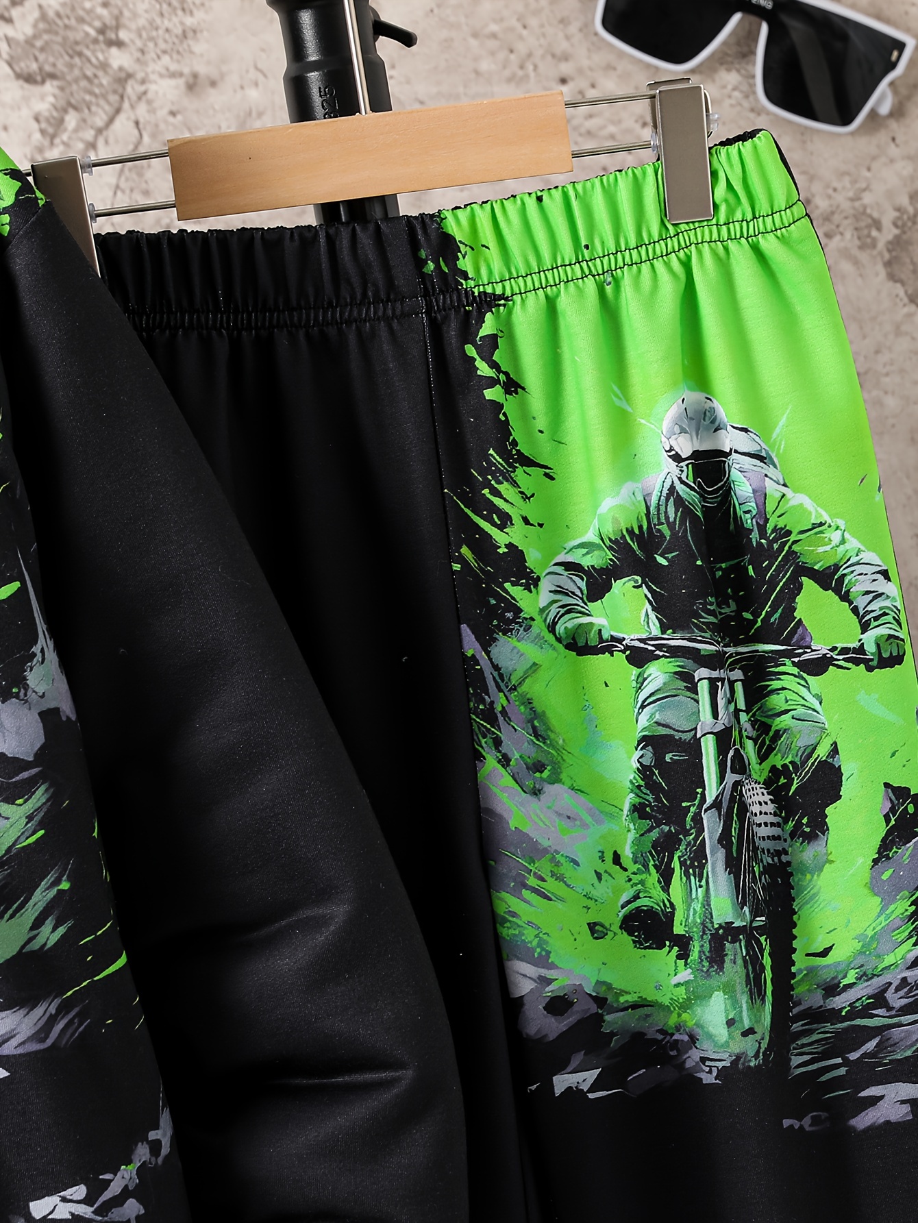 boys' motocross graphic hoodie jogger set casual polyester Temu