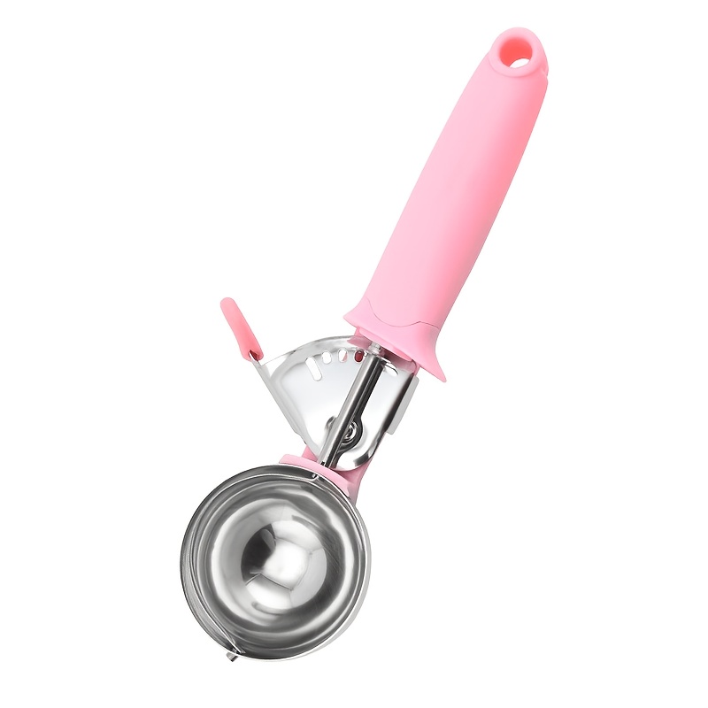 TEMU Scoop, Scoop With, Pink/black Handle , Cupcake Batter, Cookie With Comfortable Handle, Stainless Steel Scoop With Lever
