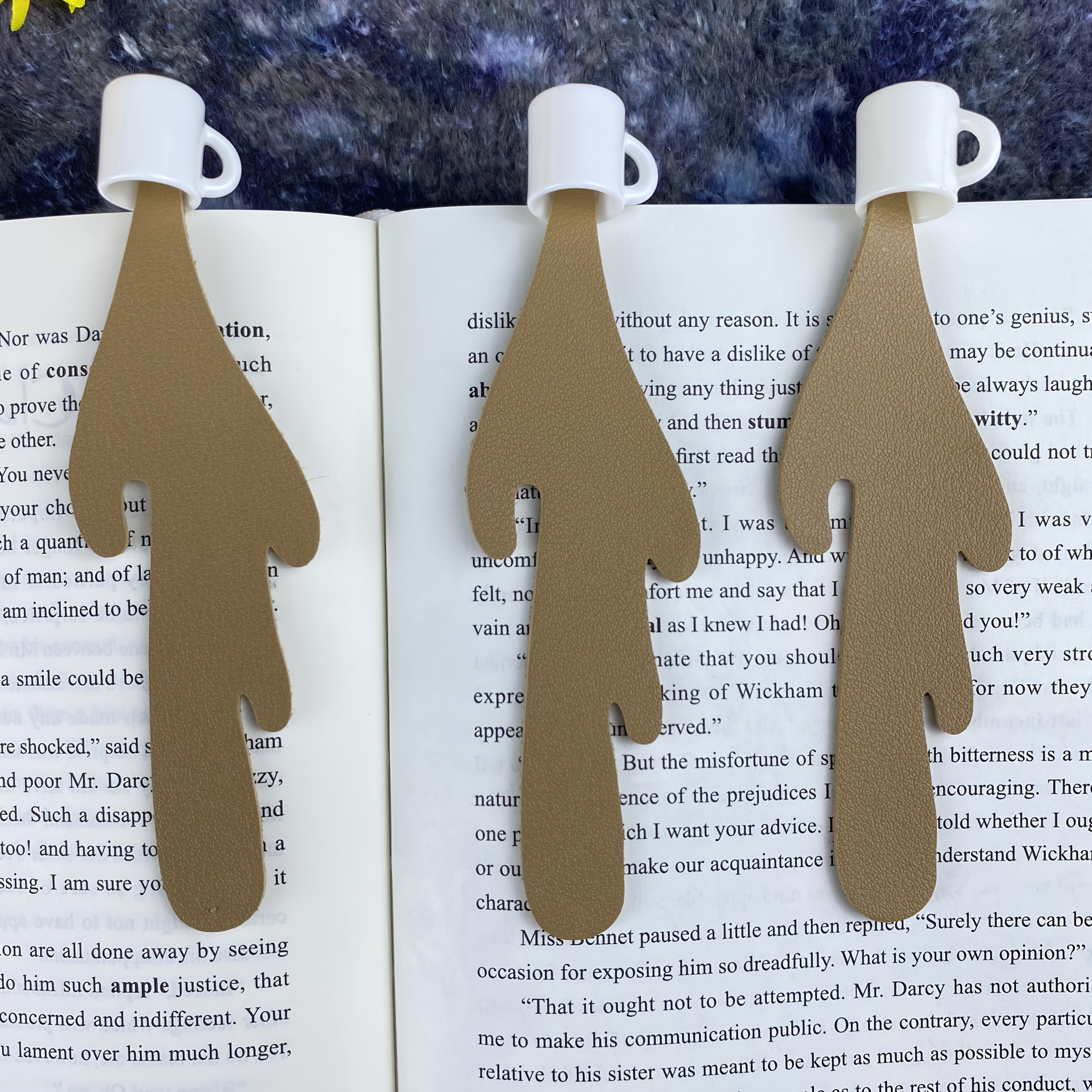 And Cute Faux Leather Coffee Spill Bookmark, High--colored Design, Perfect Gift For Coffee And Book Lovers, Adds A Sense Of Fashion And Fun, No Battery Required