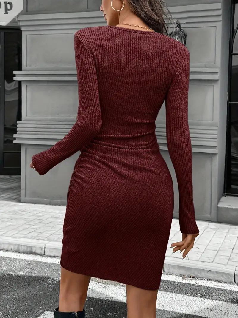 burgundy dress winter fashion Vintamour Burgundy Vintage Elegant Midi Dress Women's Wedding Guest Cocktail V-Neck Puff Sleeve High Waist Flared A-Line Formal Evening Spri,S