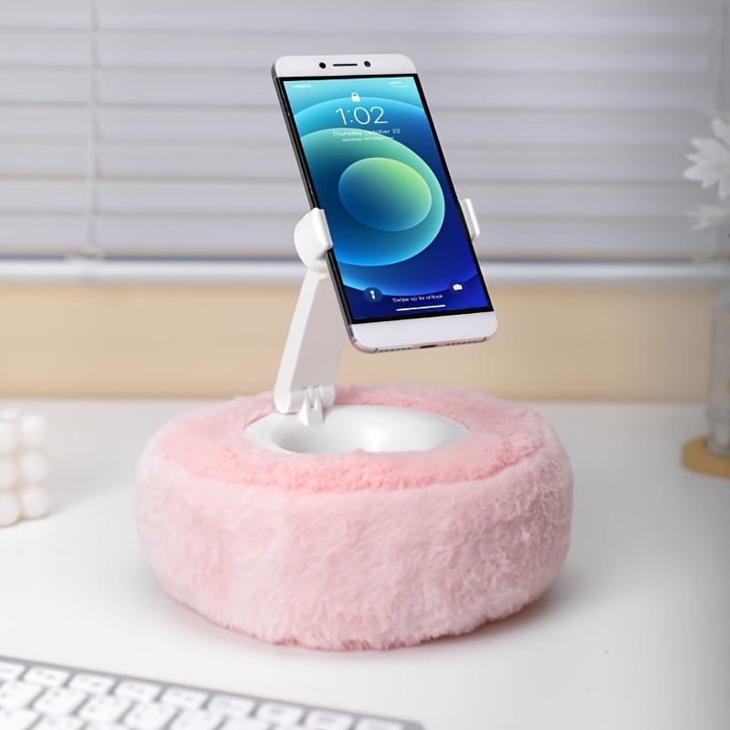 

Fuzzy Phone Stand: Abs , Non-waterproof, Suitable For Smartphones - For Bedside Or