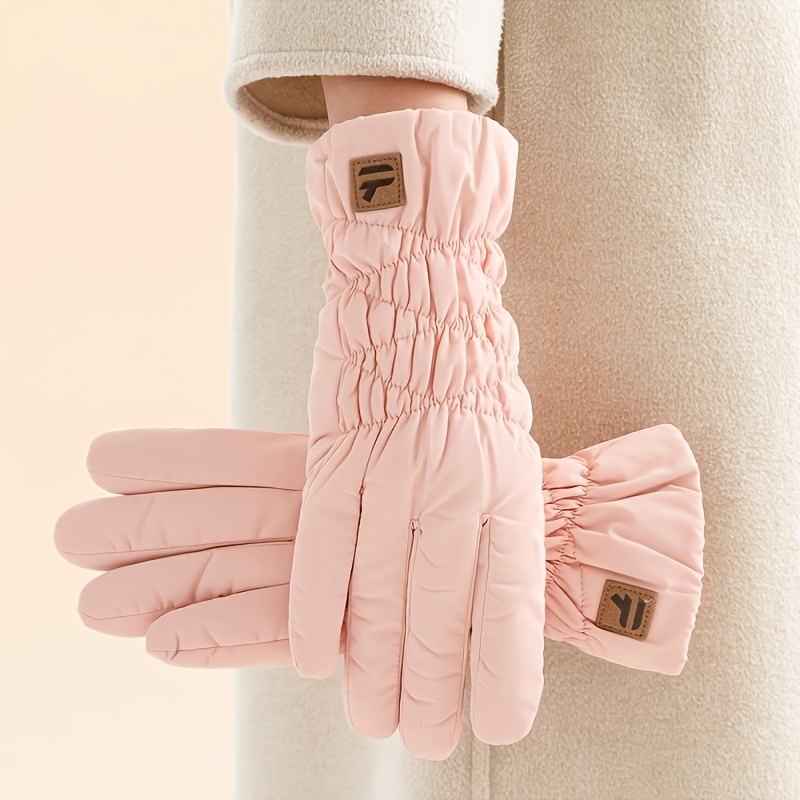 TEMU 1pc Gloves, Women's Winter Ruched Decor Fashion Versatile -proof Skiing Practical Gloves, Suitable For Fashionable Travel, Christmas Gatherings,