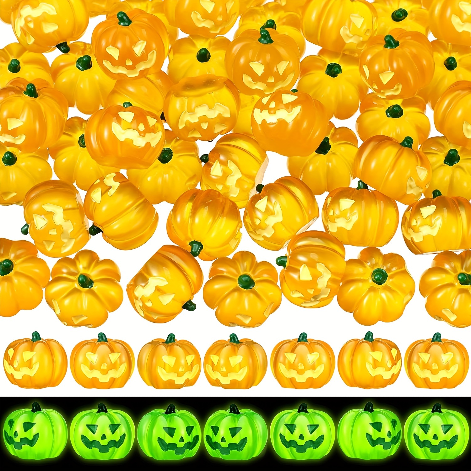 

20pcs Mini Plastic Pumpkins - Glow In The -o'-lanterns, Diy Craft Decorations, Party Favors For Home & Cake Decor, Suitable For 14+