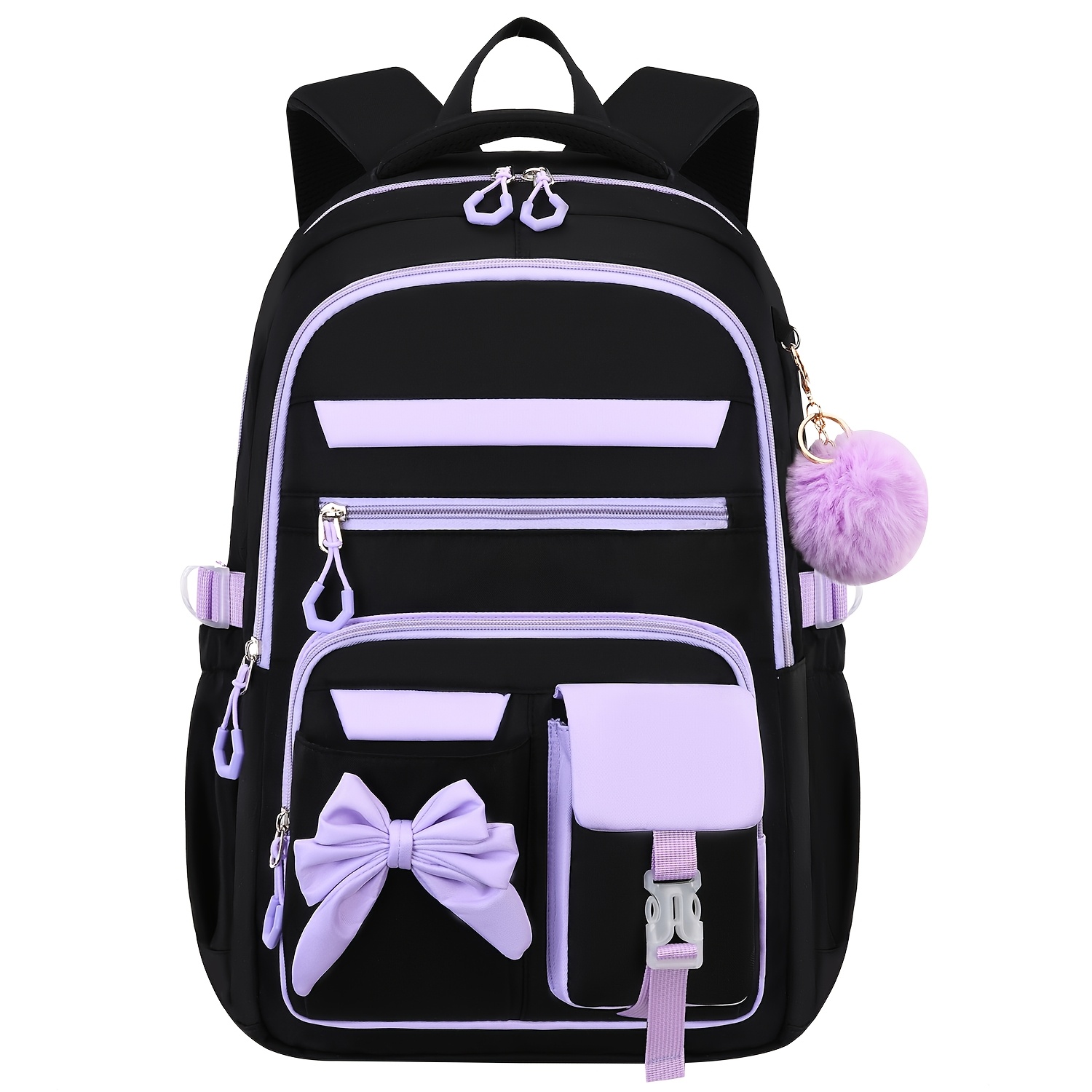 Image of A Casual Backpack For Teens With A Bow, Ideal For And Travel, .6-inch Laptop, Equipped With Adjustable Shoulder Straps And Smooth Zippers, And School Use., For Teenager