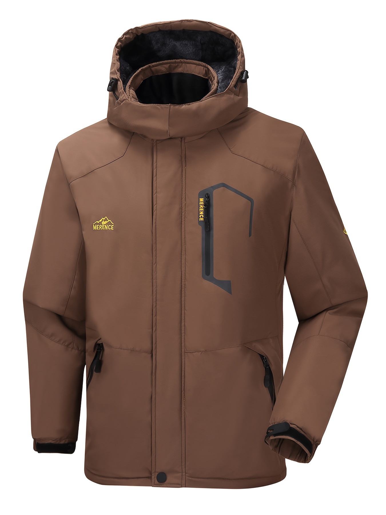 LEEy-world Jackets for Men Men'S Mountain Waterproof Ski Snow Jacket Winter  Windproof Rain Jacket Brown,L