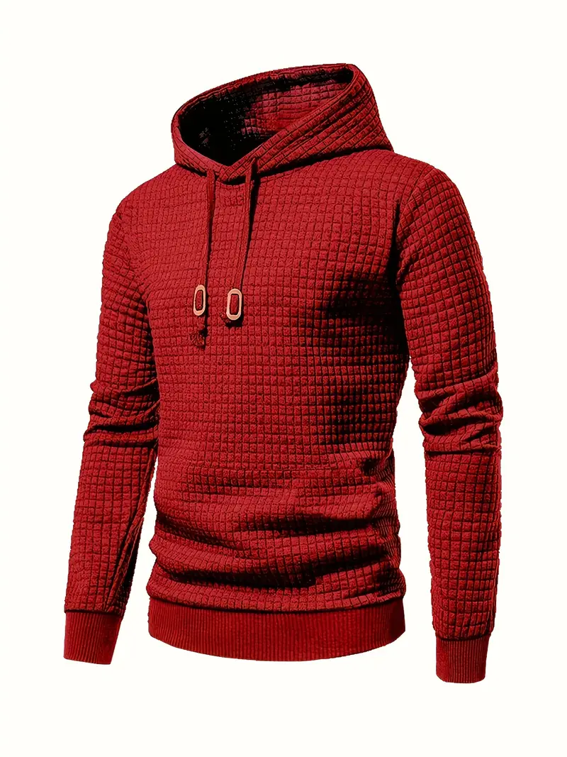 Red Men'S Casual Long Sleeve Hoodie with Letter Print