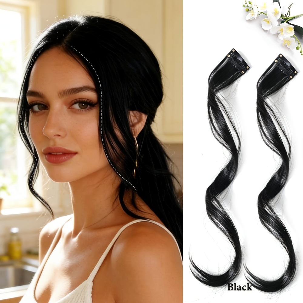 TEMU 2pcs Set Of Curved Forehead Bangs - Heat-resistant Synthetic Hair Accessory, Elegant Bangs Hairstyle, Artificial Forehead Bangs Wig That Adds A