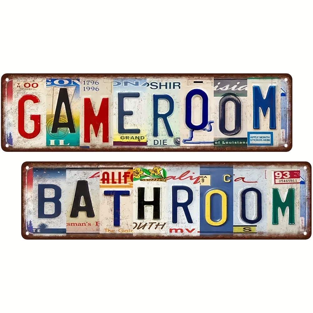 

1pc Retro Metal Aluminum Tin Sign, Bathroom/gameroom Wall Art Decor, Iron Painting, Vintage Logo Wall Decor, Bathroom Gameroom Wall Decor Plaque, 4*16inch