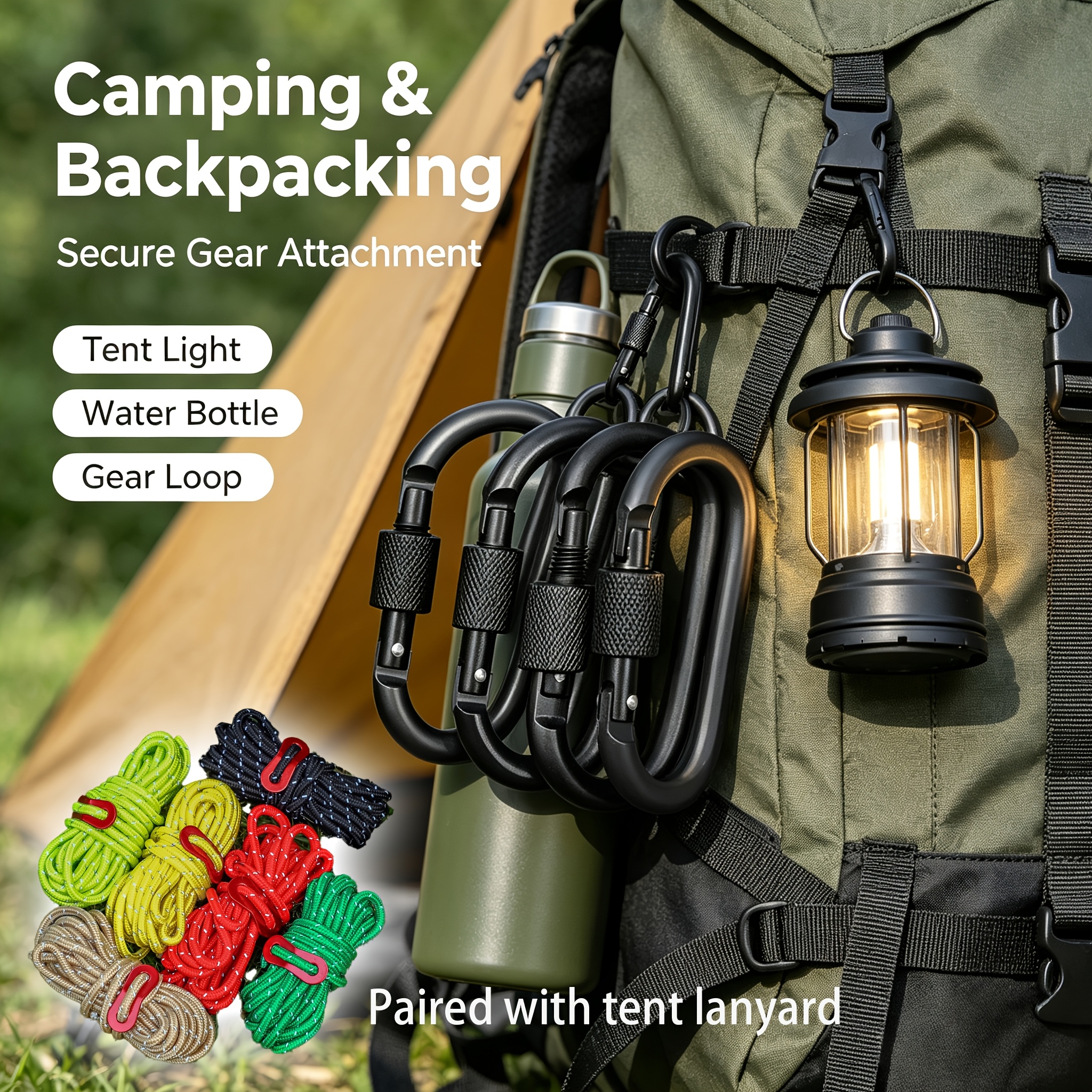 6-Pack Threaded Lock D-Type Quick-Release Carabiners
