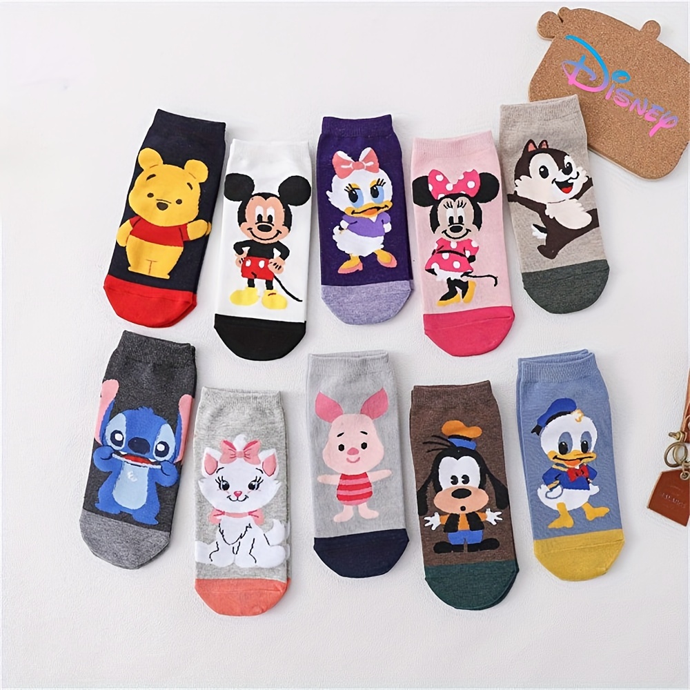 

Disney Mickey Mouse Clubhouse 10-pack Cute Cartoon Ankle Socks For Women - Soft Cotton, Perfect For Spring/summer Casual Wear & Accessory Decoration
