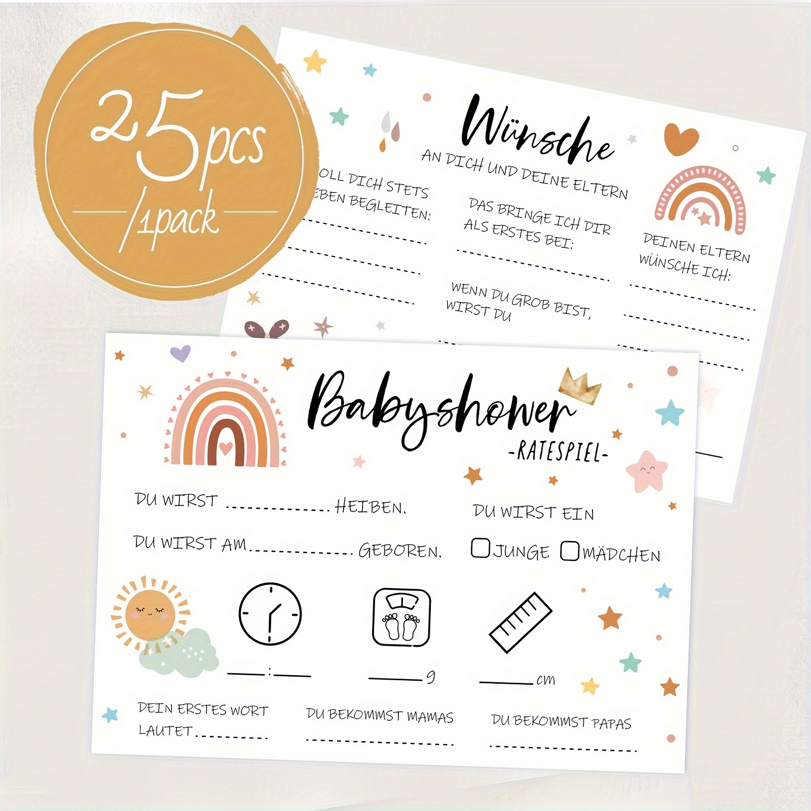 Image of 25pcs Shower Cards - Cue Cards Boys And Girls - For Shower And Gender Reveal Party - 25 4.13x5.82in A6 Size Cards