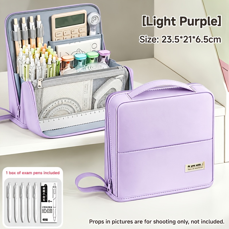 TEMU Trousse à crayons portable et surélevée, magnétique et minimaliste de style Instagram, avec une à large ouverture, comprenant 8 compartiments