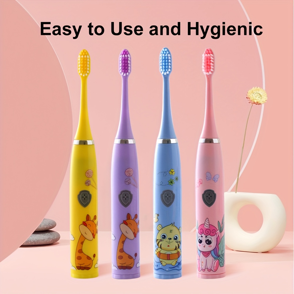 Cepillo de dientes eléctrico para niños con 8 cabezales de repuesto - Cerdas ultra suaves, operación con un solo botón, diseño ideal para viajes, no necesita carga, cuidado bucal familiar, cuidado bucal moderno, cuidado bucal duradero, cepillo de diente, cepillo limpieza eléctrico dientes, cepillo de dientes recargable, cepillo dientes electrico, limpieza de dientes