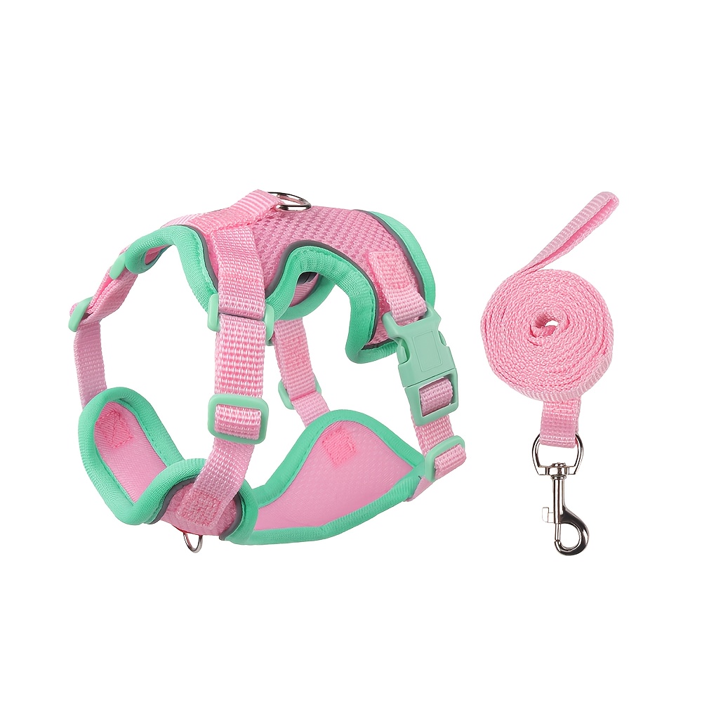 TEMU Ensemble Nouveau Harnais Réfléchissant pour Chat avec Bandes Ajustables – Sécurité Extérieure et , Disponible en Plusieurs Couleurs et Tailles