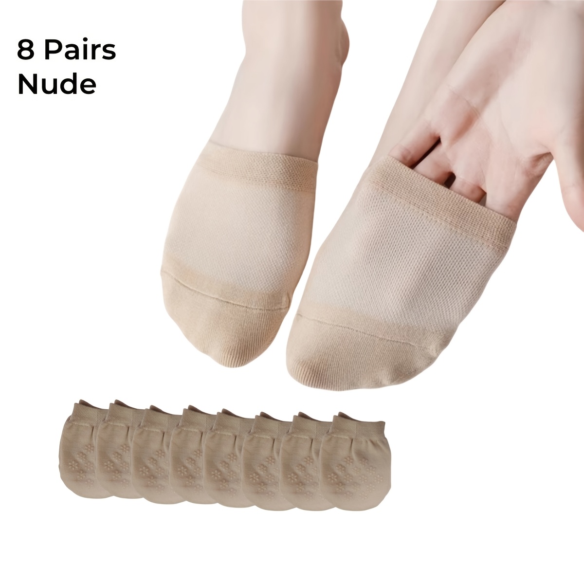 TEMU 8 Pairs Women's Half Palm Socks No Show Socks Spring Summer Silicone Anti-slip Comfortable Breathable Moisture Wicking