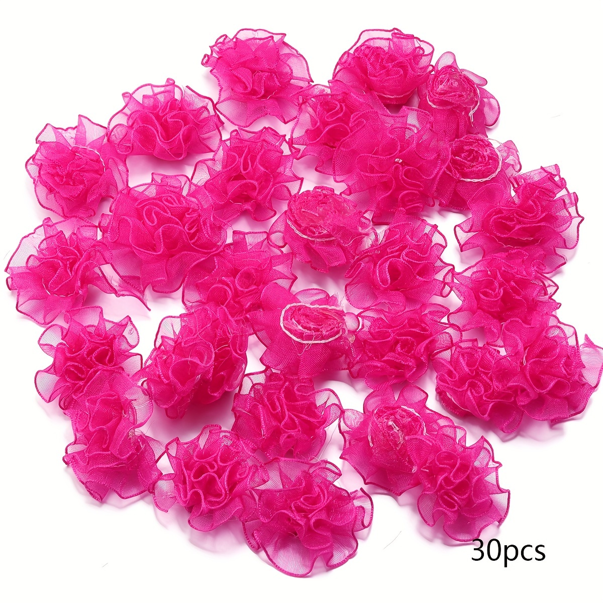 Image of 30pcs Chiffon Handmade Carnation Flower Costume Hair Additions Sewing Womens' ' Jewelry Hair Bands Hair Clips Random Colors Brooches Handbag Collar Jewelry, Party Wedding Supplies Home Decor