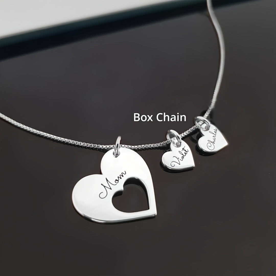 E-shop 1 Stück Goldener und Silberner Personalisierter Herzförmiger Mutter-Namensanhänger, Edelstahl Gravur Kettchen Anhänger – Perfektes Geschenk zum