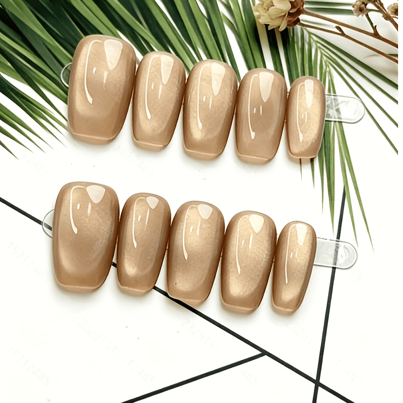 TEMU 3 Sets Of 10pcs, Totaling 30pcs. Handmade Wearable False Nails, Short Square Cat-, Luxurious And Glossy, Suitable For Daily Wear, Reusable Nail