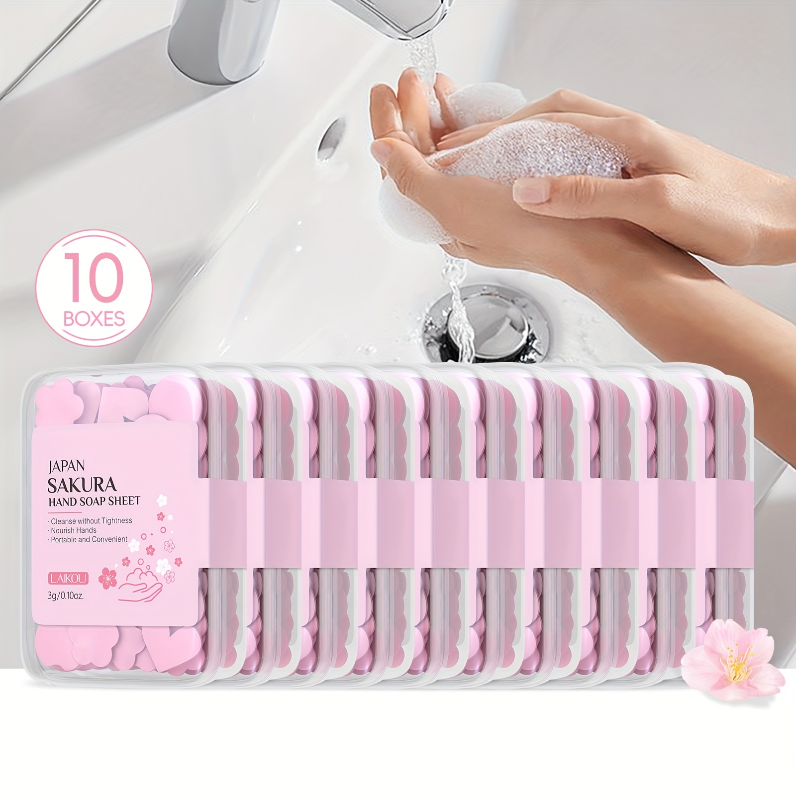 10 pack   sakura hand soap sheets portable quick foaming   care vitamin c niacinamide ideal for camping hiking travel suitable for all hair types festive gift for valentines mothers day christmas new year
