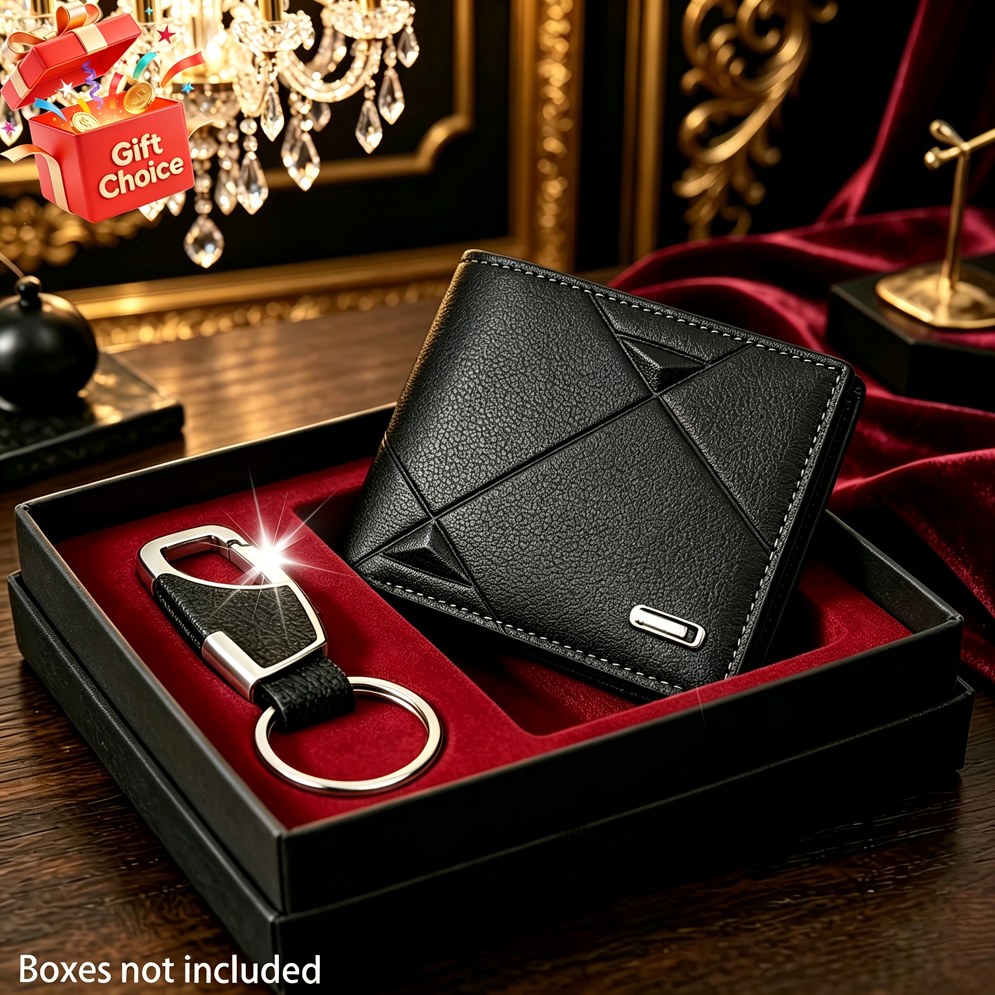 TEMU 2pcs/set Business Fashion Multi-functional Wallet And Keychain Set, Suitable For Daily Wear, As A Birthday/holiday Gift For Boyfriend, Back-to-,