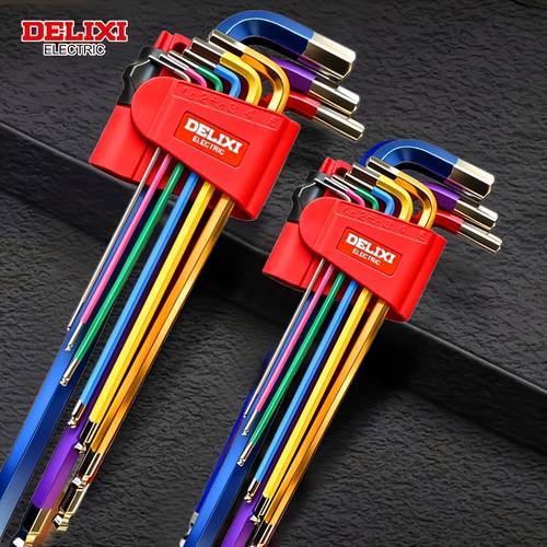 electric 9pcs of medium extra long ball head color high quality hex wrench set portable housing durable industrial crv manufacturing used for working environments such household maintenance installation etc