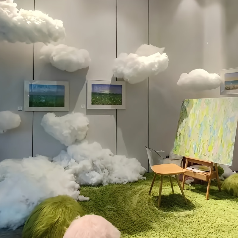 

3pcs Polyester Cloud Decorations For Wedding & Special Occasions - Valentine's Day Event White Hanging Clouds - Romantic Room & Stage Props Without Electricity