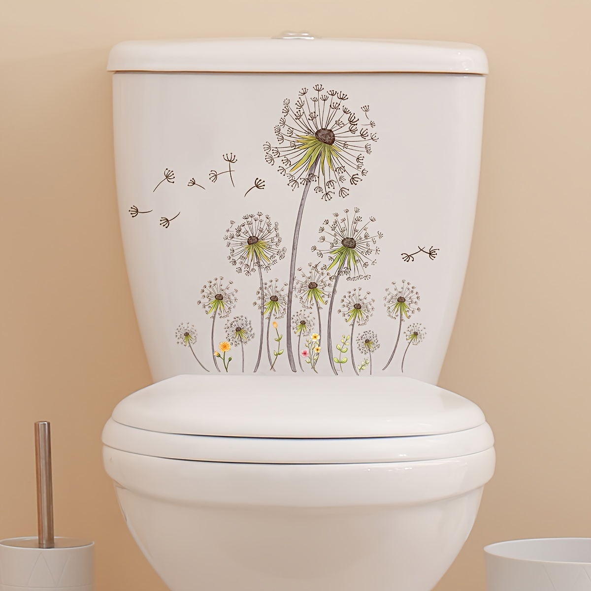 

Dandelion Flower Botanical Toilet Lid Decal Set, Pvc Self-adhesive Bathroom Decor, Summer-theme Home , Single-use Floral Wall Applique For Restroom (20x30cm Sheet) - Ms3055-yl