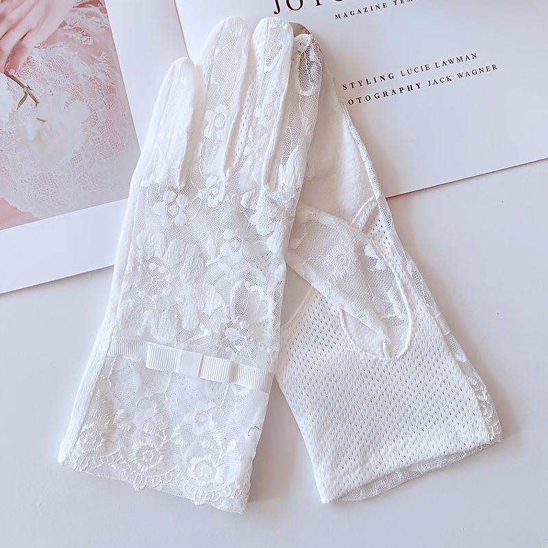 Elegant Lace Short Gloves, Anti-slip Touchscreen Breathable Women's Gloves, Bridal Wedding Additions, Formal Party Attire