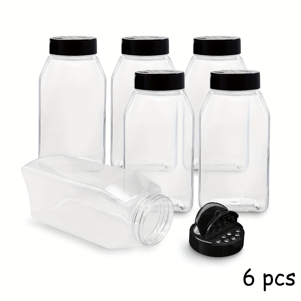 

6/12pcs Bouteille d'Emballage d'Assaisonnement en Plastique Transparent avec Capuchon Noir 425ml/16.9oz pour Noix, , Poivre en Poudre