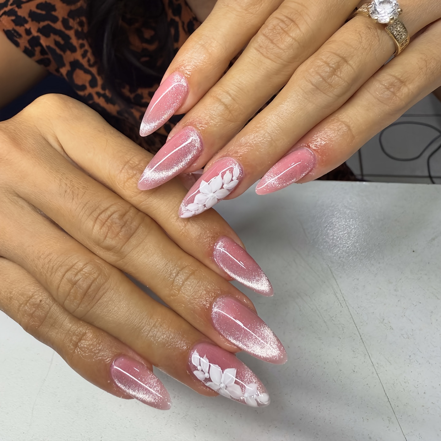 E-shop 1 Set mittellange Mandelformige Nägel, Western Style Flashy Cat Eye , Tragbares Nagelset Beste Nagelspitzen für Nagelstudio ' Nagel Wear Gel