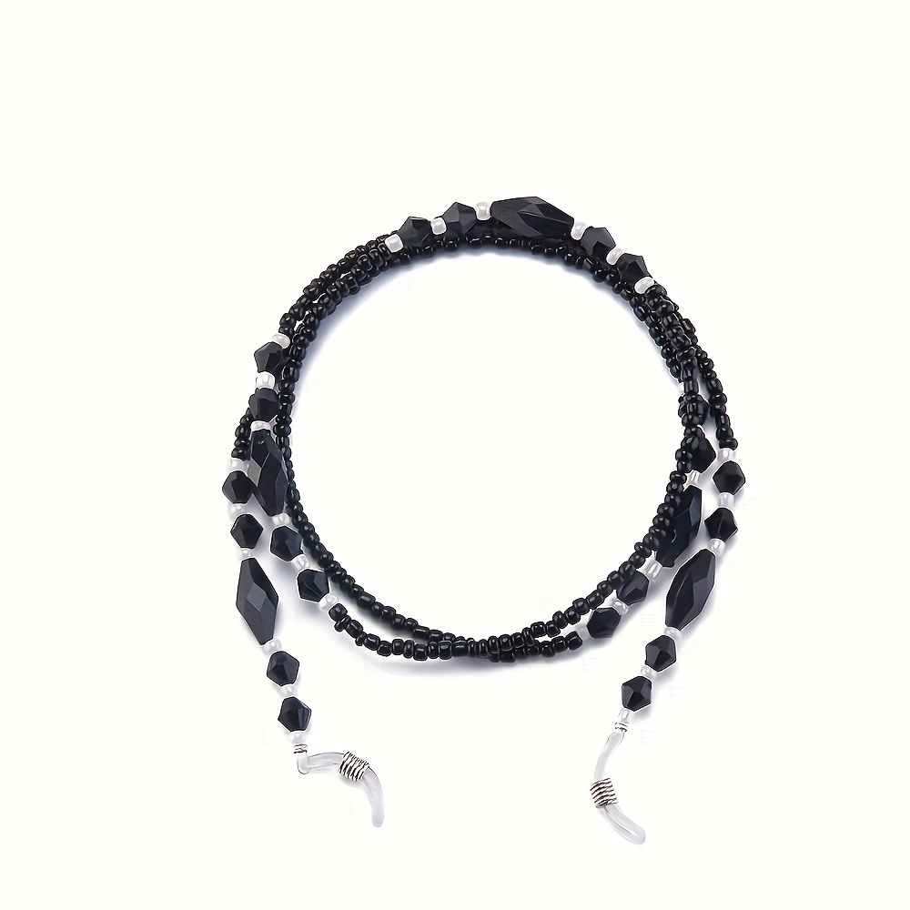 Image of Chic Beaded Glasses Chain - Anti-slip Fashion Glasses Lanyard With Vintage Mask Holder For Women