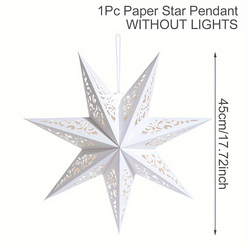 

17.72" Hollow Star Paper Lampshade - Christmas & Holiday Decor, No Light Needed,