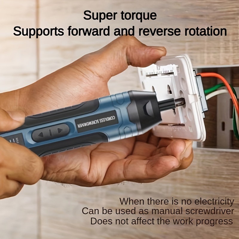 wireless electric screwdriver set with large capacity battery torque adjustment led light portable power drill for furniture electrical repair diy projects usb rechargeable lithium battery details 2