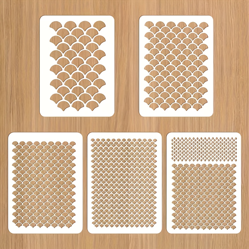 5pcs Set Of Fish Scale Facial Painting Templates - Reusable Plastic Templates Suitable For Artistic Makeup Design
