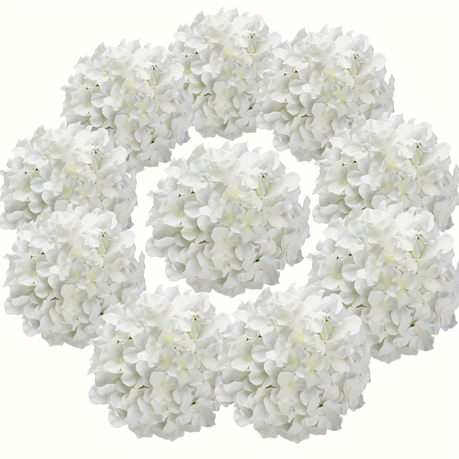 

72pcs Wedding And Engagement Artificial Hydrangea Flowers - Polyester Silk Flower Heads With Stems For Home, Party, And Shop Decorations - White