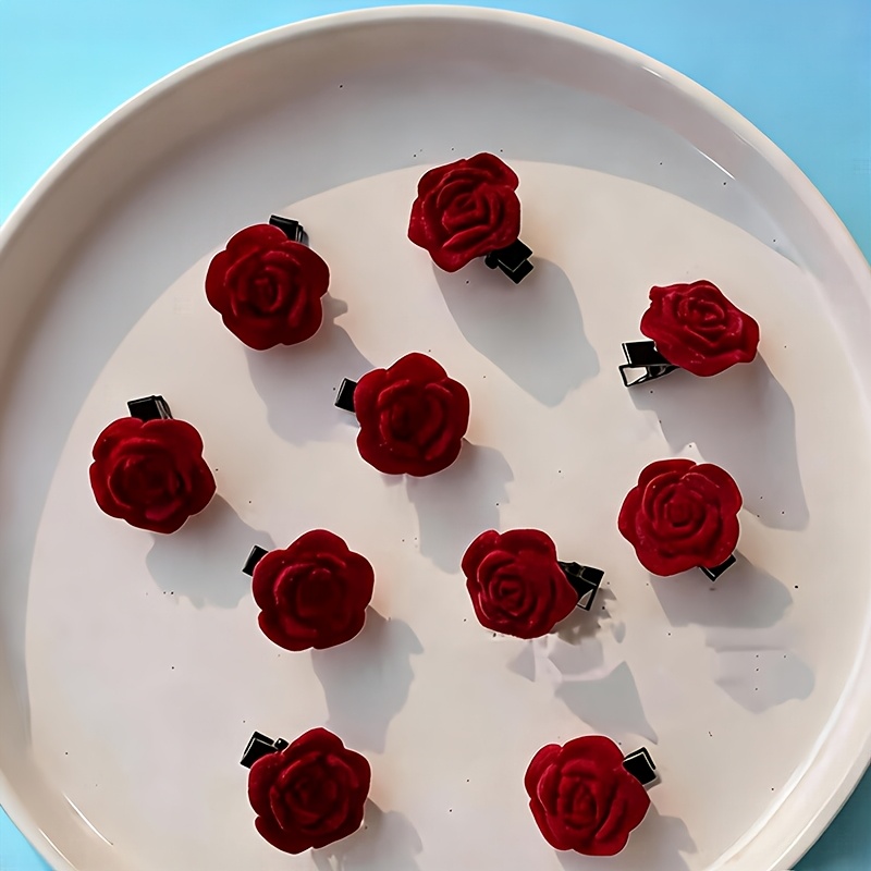 TEMU 12 piezas de nuevas pinzas de pelo tipo garra pequeñas de princesa con moño , pinzas para flequillo afelpadas, pinzas para de la , uso
